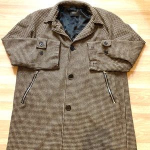 Represent UK British Wool Houndstooth overcoat coat jacket button up L large
